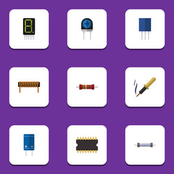 flat icon electronics set of microprocessor vector image