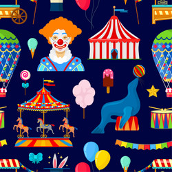 pattern with circus and amusement elements vector image