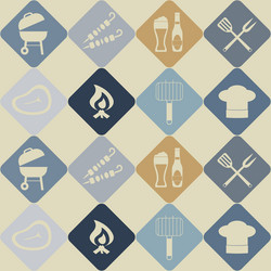 seamless background with symbols of barbecue vector image