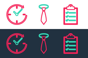 set line clipboard with checklist clock arrow vector image