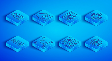 set line cyber security smart home system bug vector image