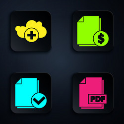 set pdf file document add cloud vector image