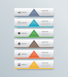 6 data step timeline infographics tab paper index vector image