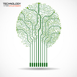 abstract tree circuit board on white vector image