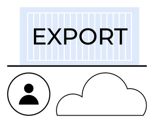 container labeled export with user icon and cloud vector image