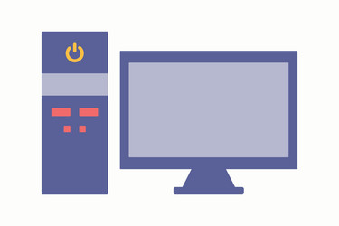 desktop computer and monitor work pc screen vector image
