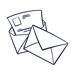envelope and letter icon mail scribble line vector image