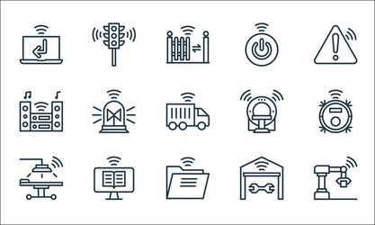 internet things line icons linear set quality vector image