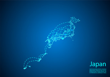 japan map with nodes linked by lines concept vector image