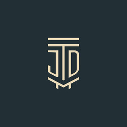 jd initial monogram with simple line art pillar vector image