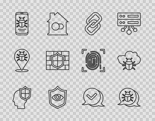 set line head with shield system bug chain link vector image