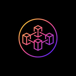 blockchain in circle line colored icon block vector image