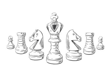 Premium Vector  Set of chess pieces sketch. 6 hand-drawn black chess game.  vector illustration.