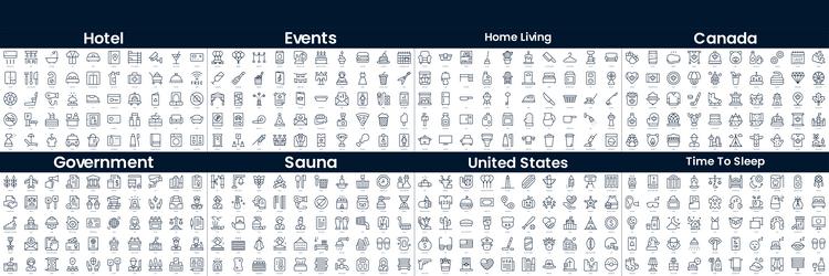 linear style icons pack in this bundle include vector image