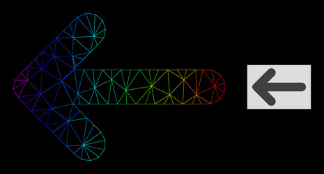 rainbow gradiented polygonal net left arrow icon vector image