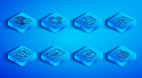 set line cancelled fingerprint processor vector image