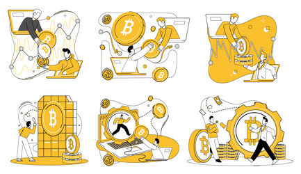 bitcoin mining blockchain ledger records vector image