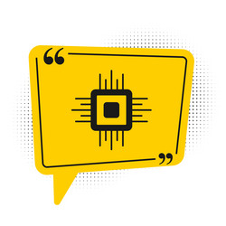 black computer processor with microcircuits cpu vector image