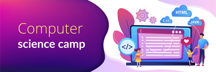 computer programming camp concept banner header vector image