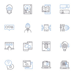 gradient boosting line icons collection trees vector image