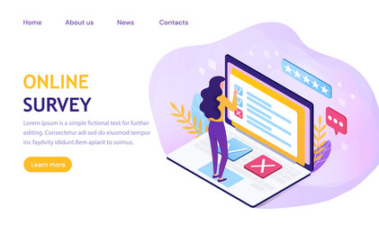 online survey concept using a laptop computer vector image