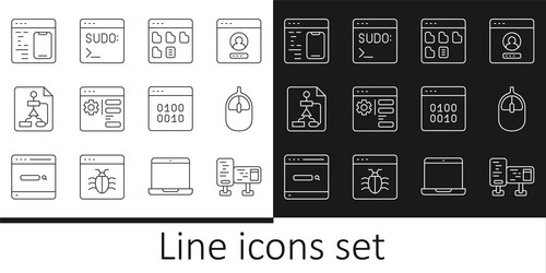 set line computer monitor screen mouse browser vector image