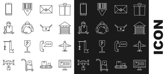 set line computer monitor with app delivery vector image