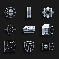 set ram random access memory cyber security vector image