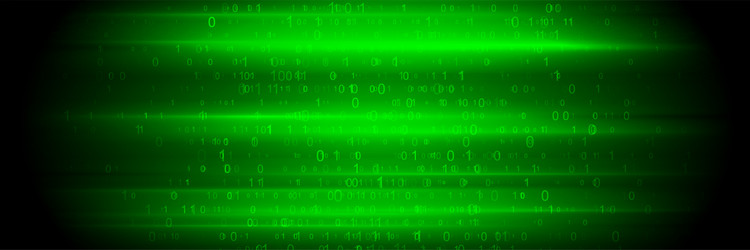 bright glowing green tech background with binary vector image