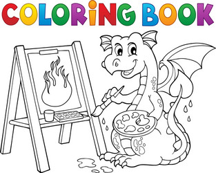 coloring book painting dragon theme 2 Vector Image