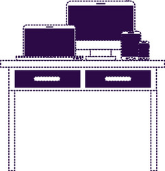 desk table with drawers front view tech vector image