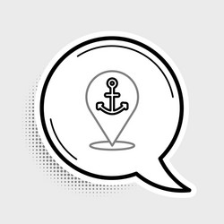 line map pointer with anchor icon isolated on grey vector image
