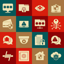 set cloud and shield exclamation mark in triangle vector image