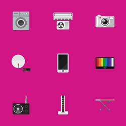 set of 9 editable technology flat icons includes vector image
