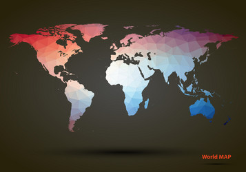 Geometric world map in colors Royalty Free Vector Image