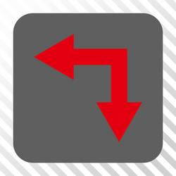 bifurcation arrow left down rounded square button vector image