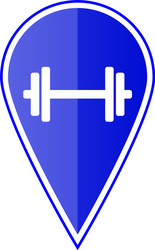 blue map pointer with dumbbell vector image