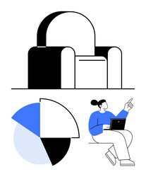 modern workspace elements with pie chart vector image