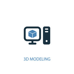 3d modeling concept 2 colored icon simple blue vector image