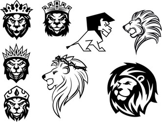 Heraldic Lion Heads Vector Image