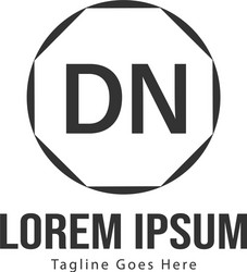 initial dn logo template with modern frame vector image