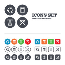 recycle bin icons reuse or reduce symbol vector image