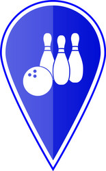 blue map pointer with bowling skittles vector image