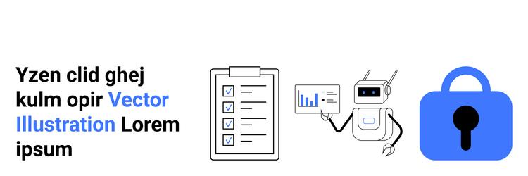 robot analyzing data checklist on clipboard vector image