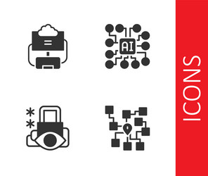 set neural network cloud database cyber security vector image