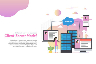 web header template client server model in flat vector image