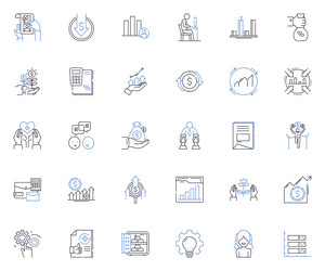 analysis line icons collection data metrics vector image