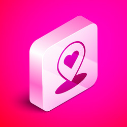 isometric map pointer with heart icon isolated vector image