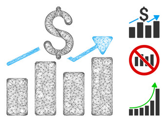 sales bar chart polygonal web mesh vector image