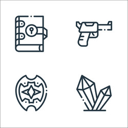 videogame elements line icons linear set quality vector image